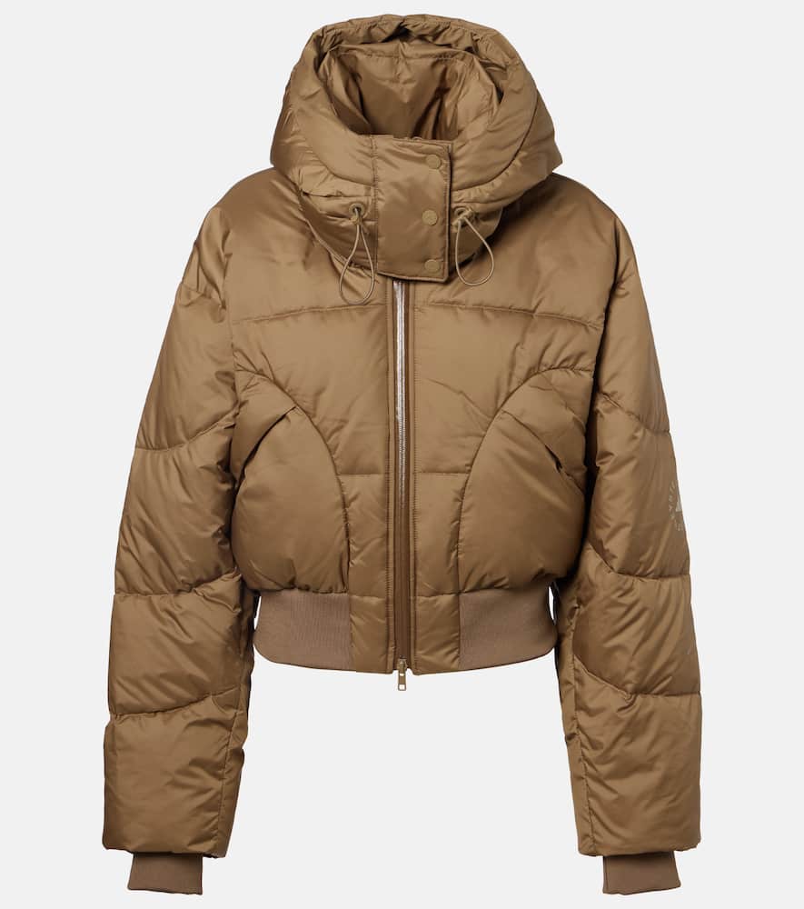 Adidas By Stella Mccartney Hooded Cropped Jacket In Brown