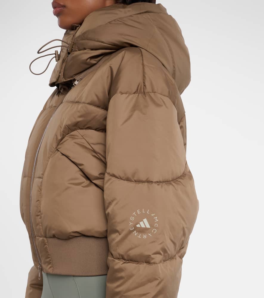 Adidas By Stella Mccartney Hooded Cropped Jacket In Brown