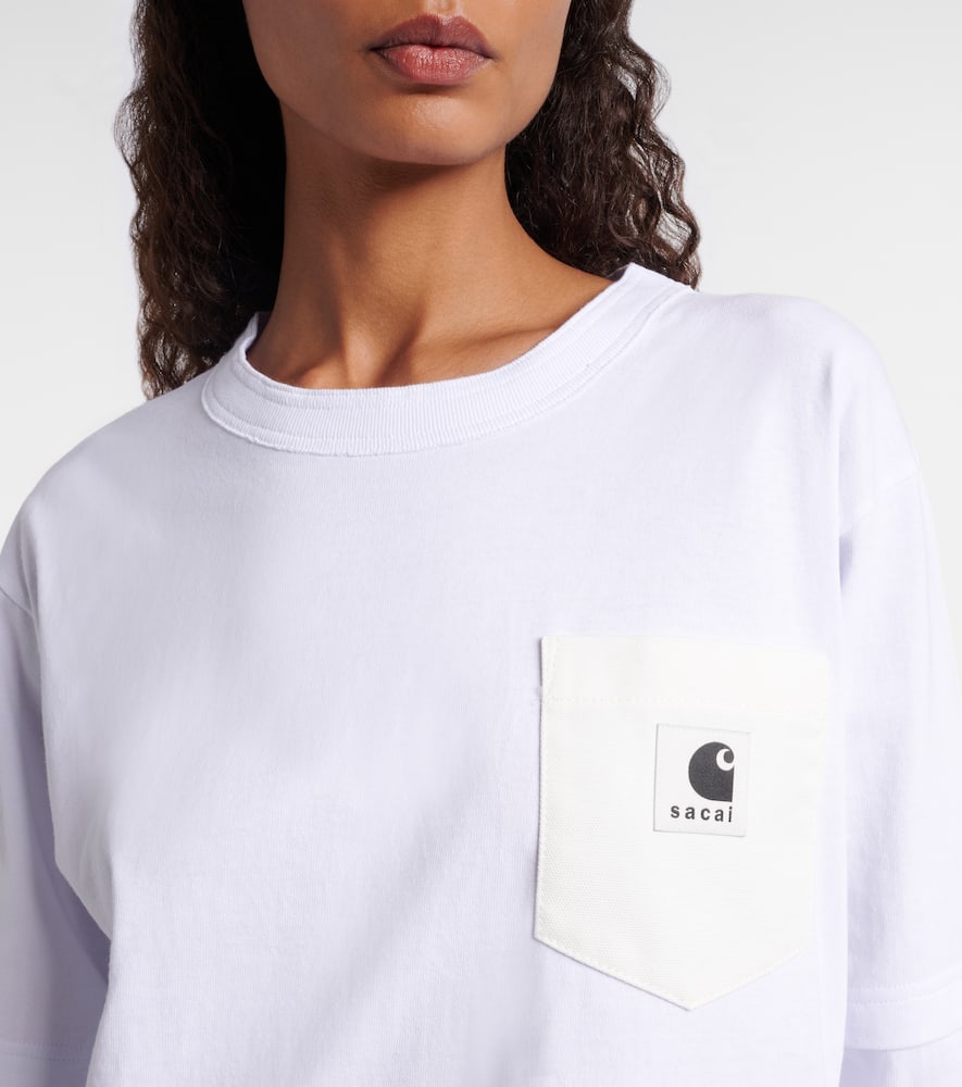 Sacai X Carhartt Layered Cotton Jersey Top In White
