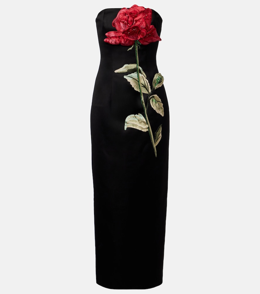 Leo Lin Rayna floral-appliqué midi dress