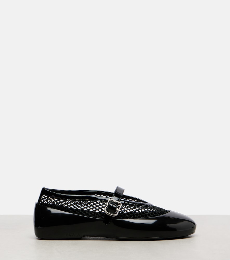  Alaia Alaã¯a Leather-trimmed Fishnet Ballet Flats 
