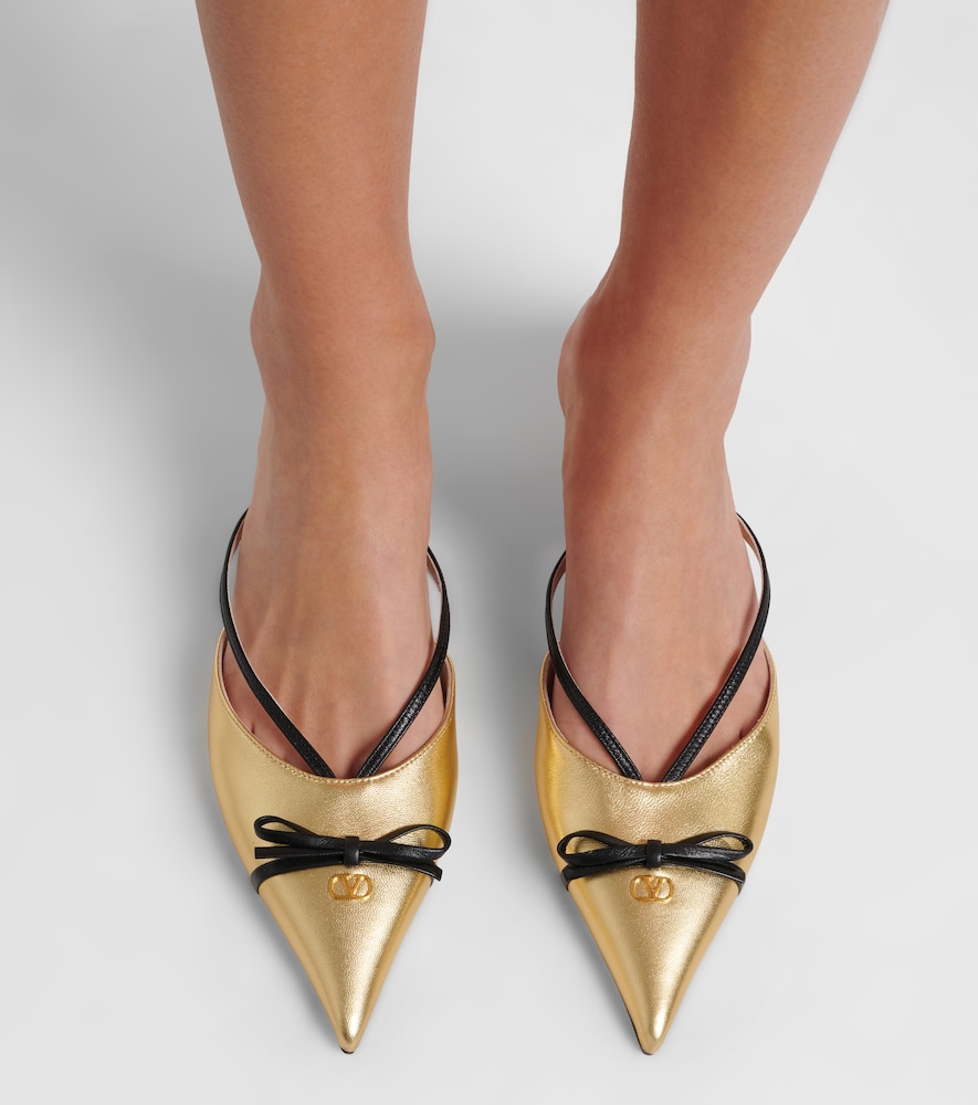 Valentino Garavani Bepointy VLogo 45 metallic leather mules