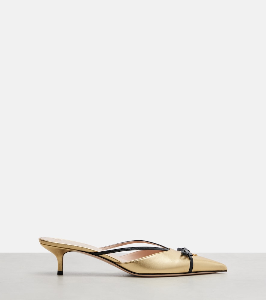  Valentino Garavani Valentino Garavani Mules Bepointy Vlogo 45 Aus Metallic-leder 