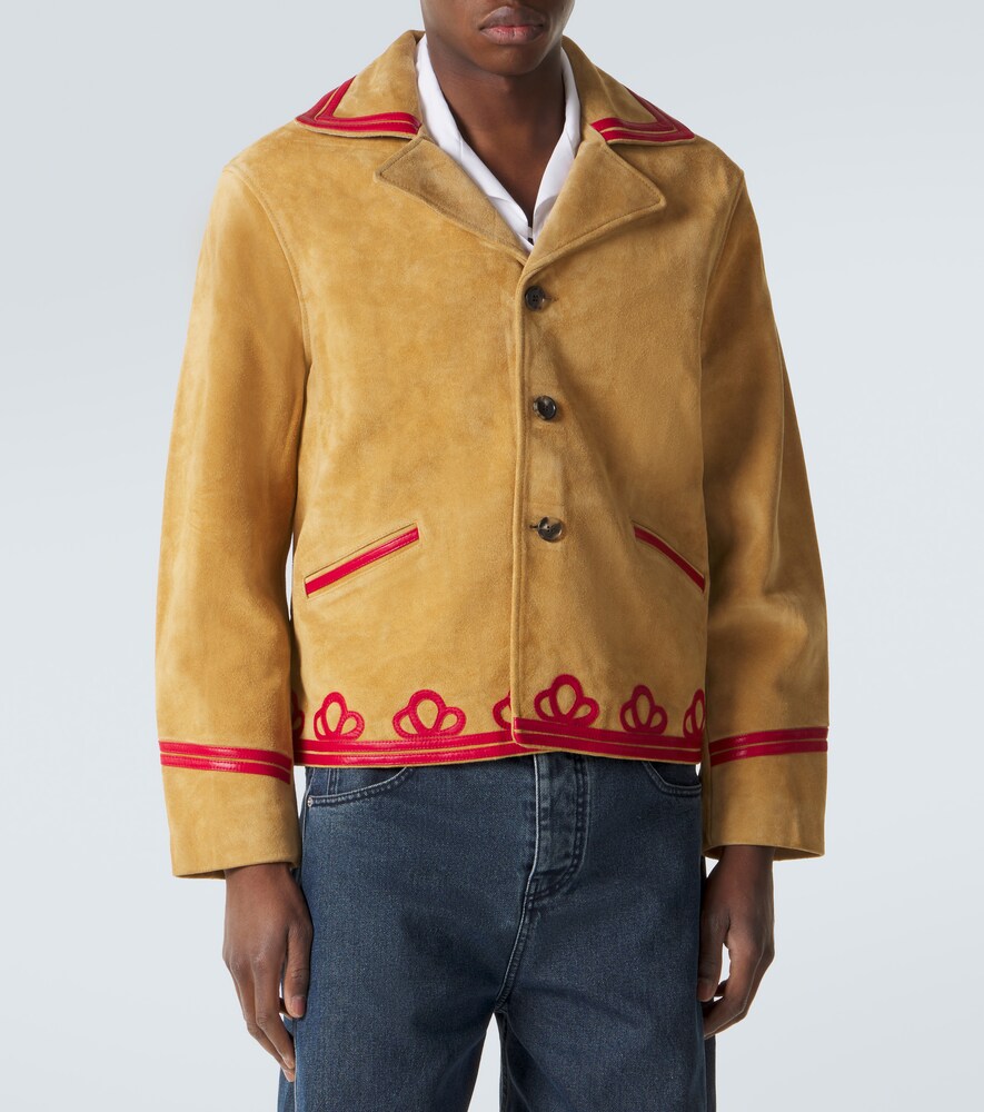  Bode Bode Jacke Trefoil Aus Veloursleder Mit Leder 