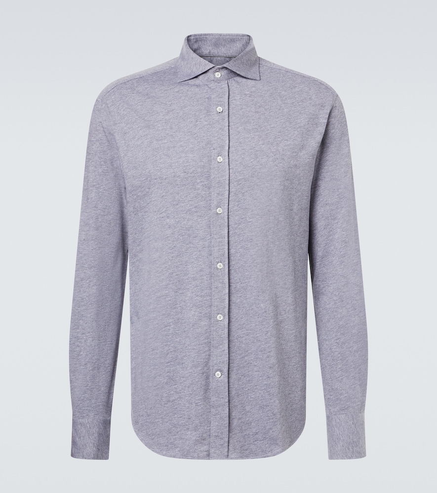 Brunello Cucinelli Men's Grey Cotton Poplin Shirt UK Size 40 - Mytheresa