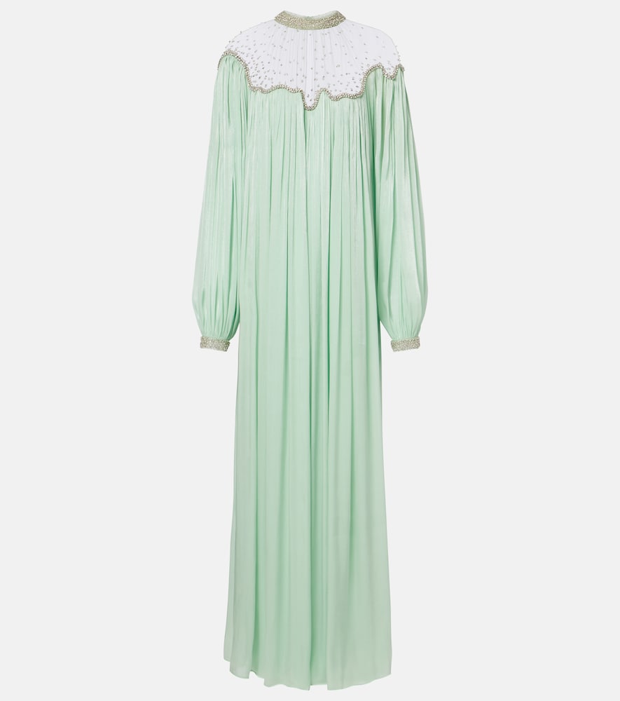 Costarellos Elline embellished pleated gown