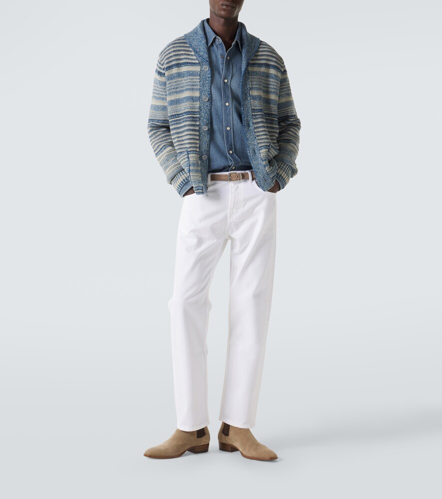 Striped Cotton And Cardigan
