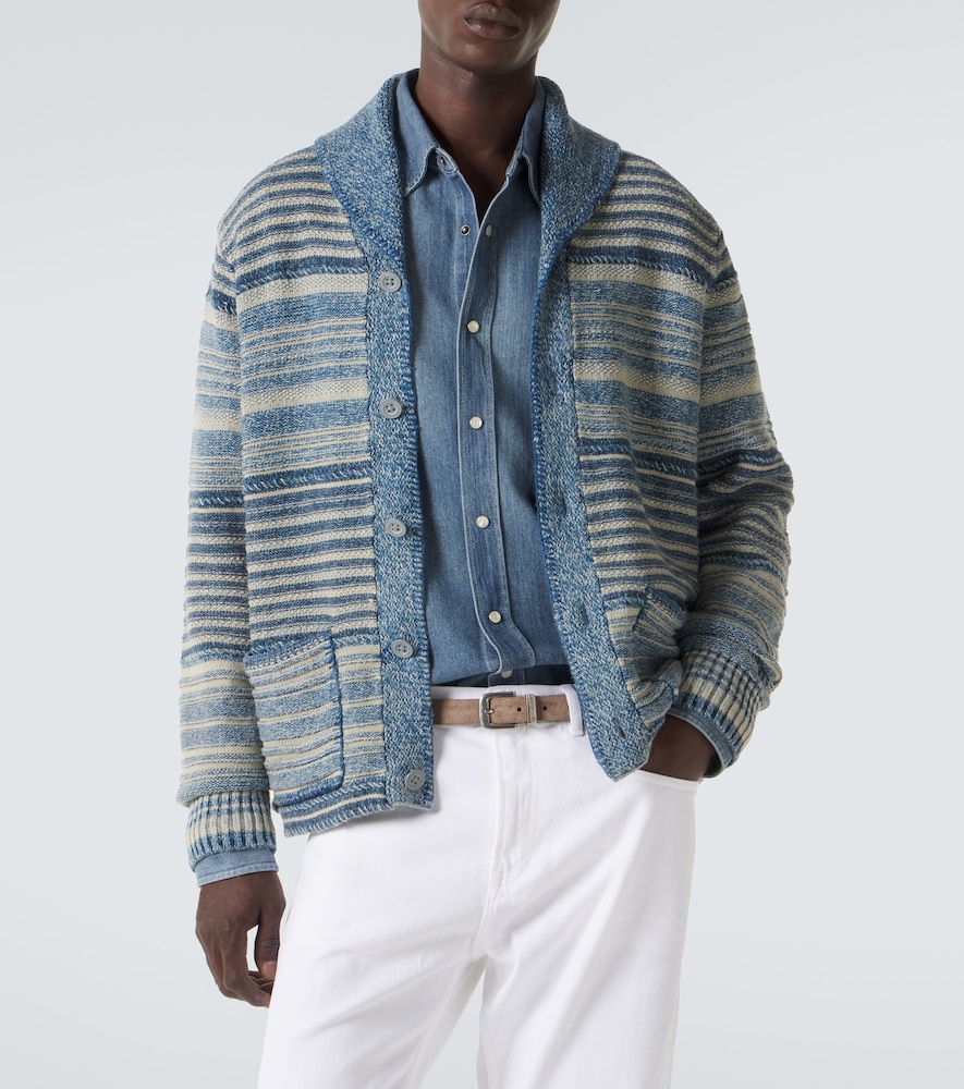 Striped Cotton And Cardigan