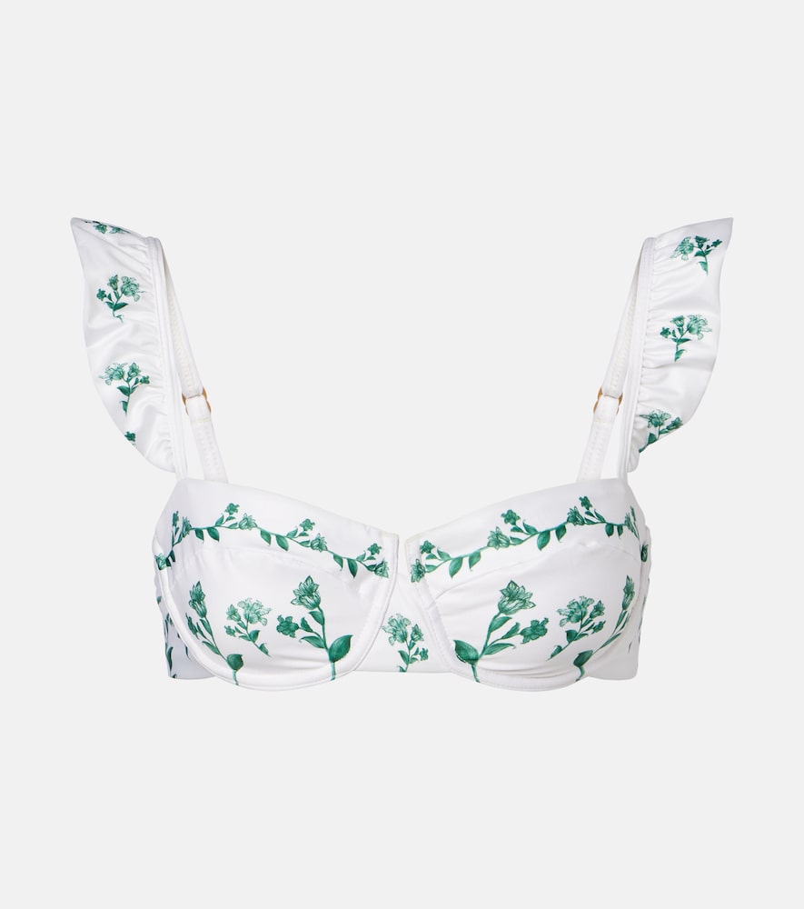 Agua by Agua Bendita Kiwi floral ruffled bikini top