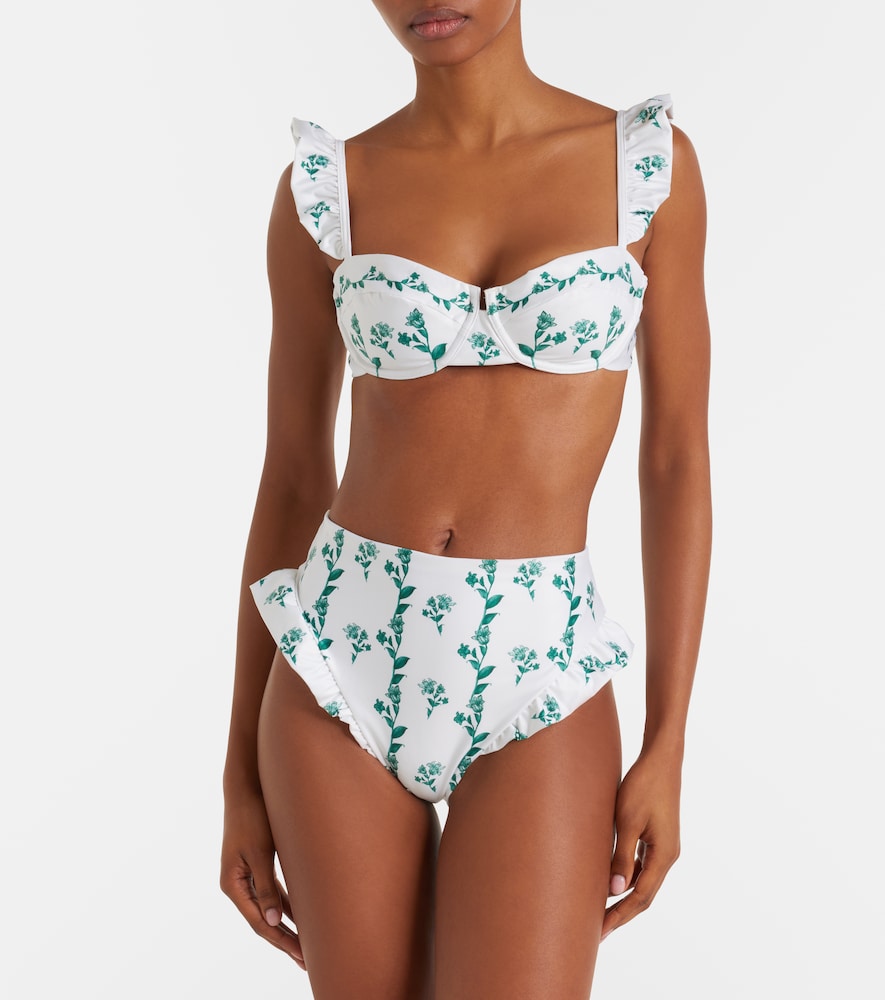 Agua by Agua Bendita Kiwi floral ruffled bikini top
