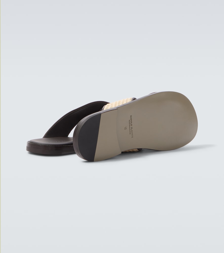 Otawi Leather-Trimmed Raffia Sandals