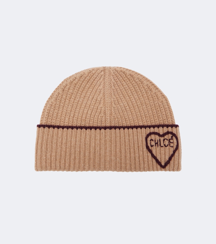 Chloé Encaur Wool And Cashmere Beanie In Brown