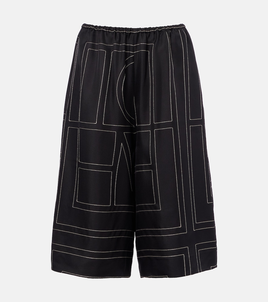 Toteme Embroidered silk Bermuda shorts