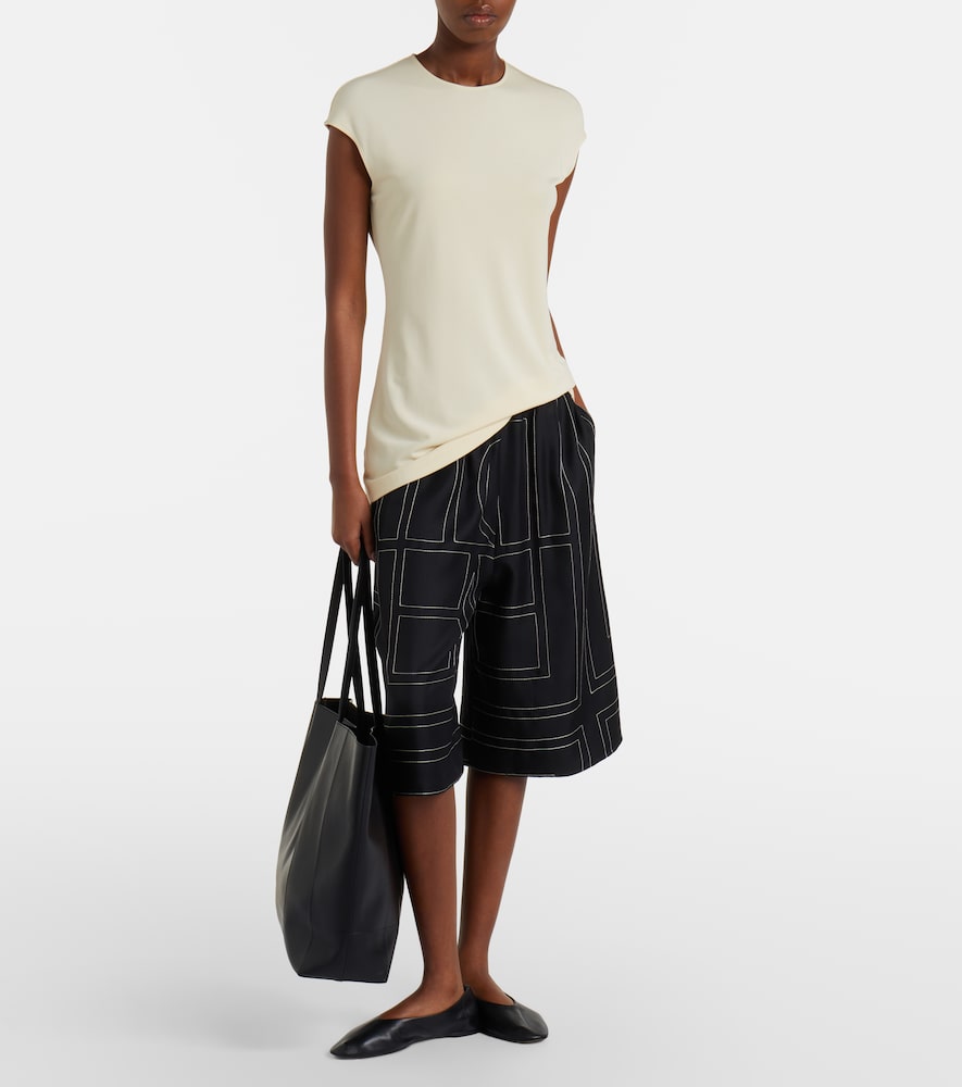 Toteme Embroidered silk Bermuda shorts