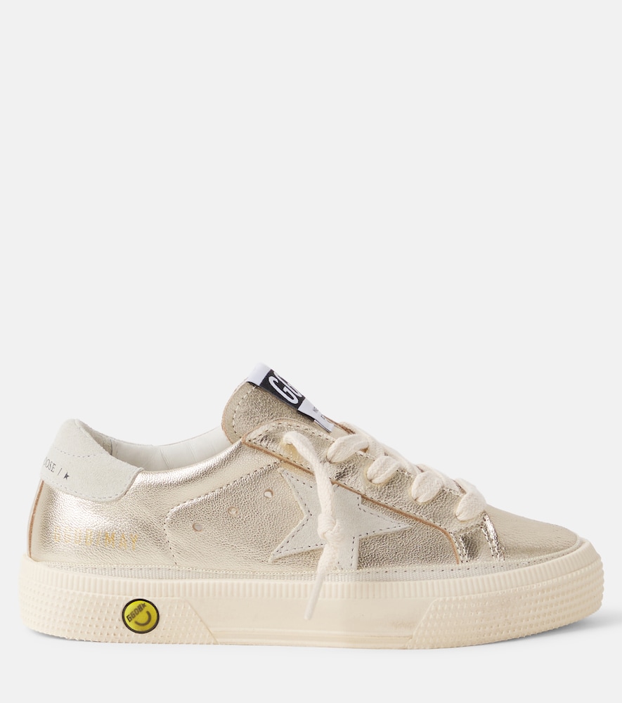  Golden Goose Kids Golden Goose Kids May Metallic Leather Sneakers 