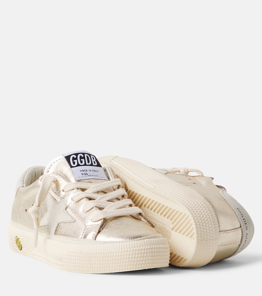  Golden Goose Kids Golden Goose Kids May Metallic Leather Sneakers 