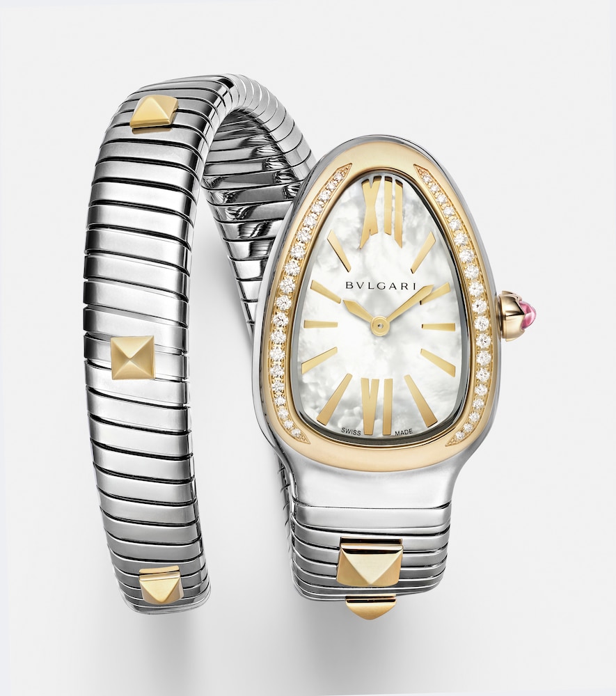 Bvlgari Montre Serpenti Tubogas en acier inoxydable et or 18 ct à ornements