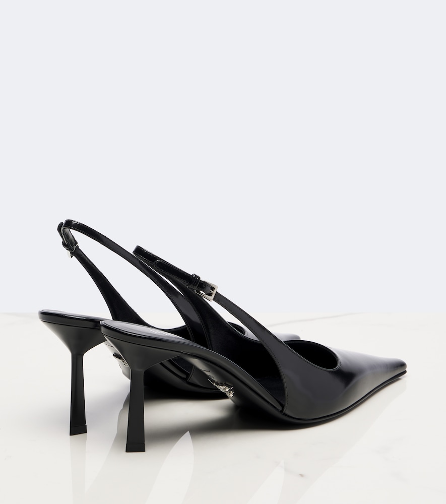 Prada Leather Slingback Pumps In Black