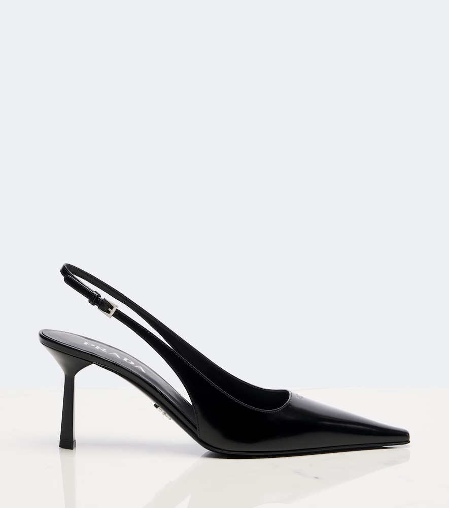 Prada Leather Slingback Pumps In Black