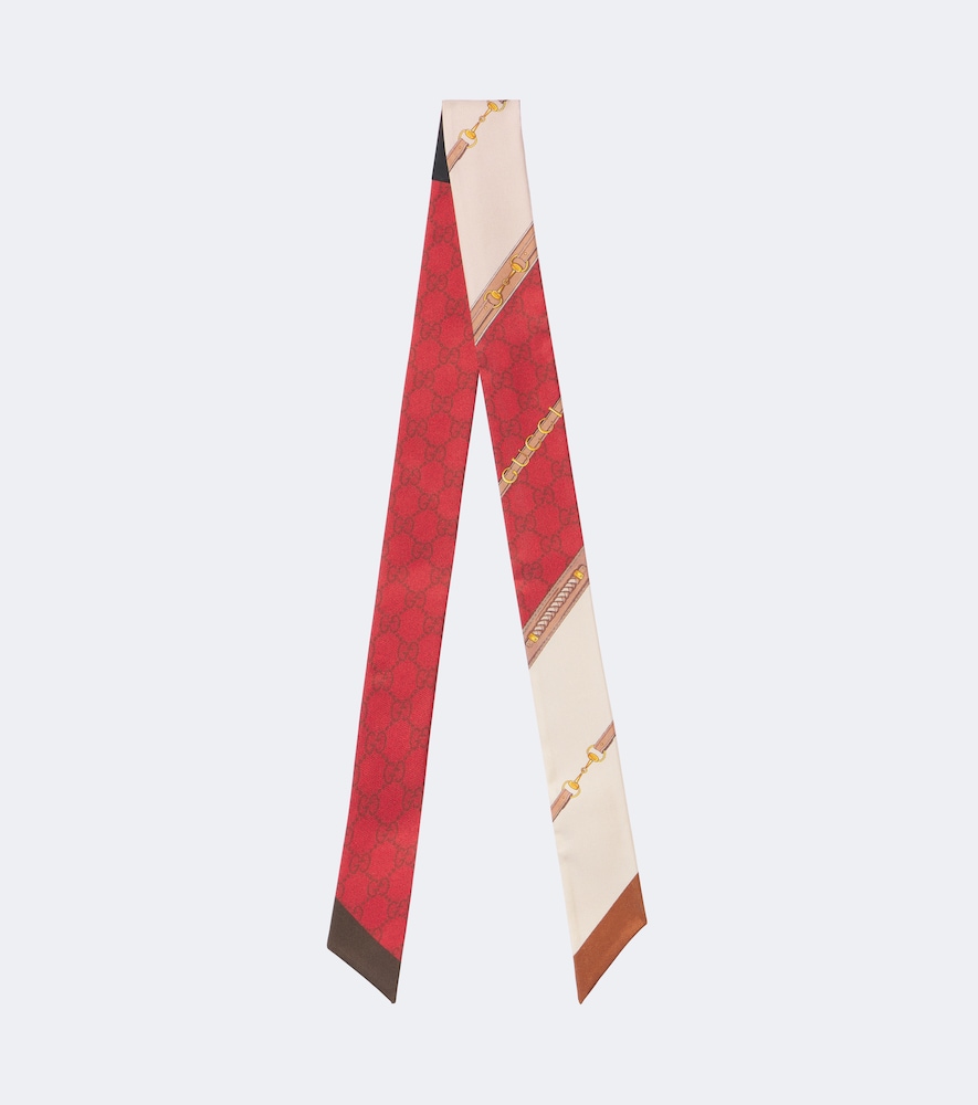 Schal GG Horsebit aus Seiden-Twill