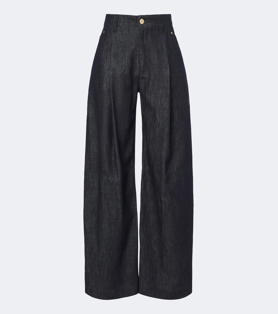 Jeans a gamba larga con monile