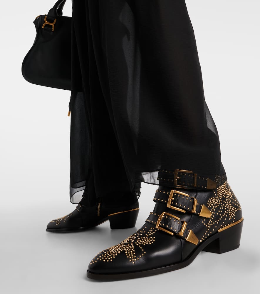 Chloé Chloe Women Embellished Nappa Leather Susanna Ankle Boots In Black