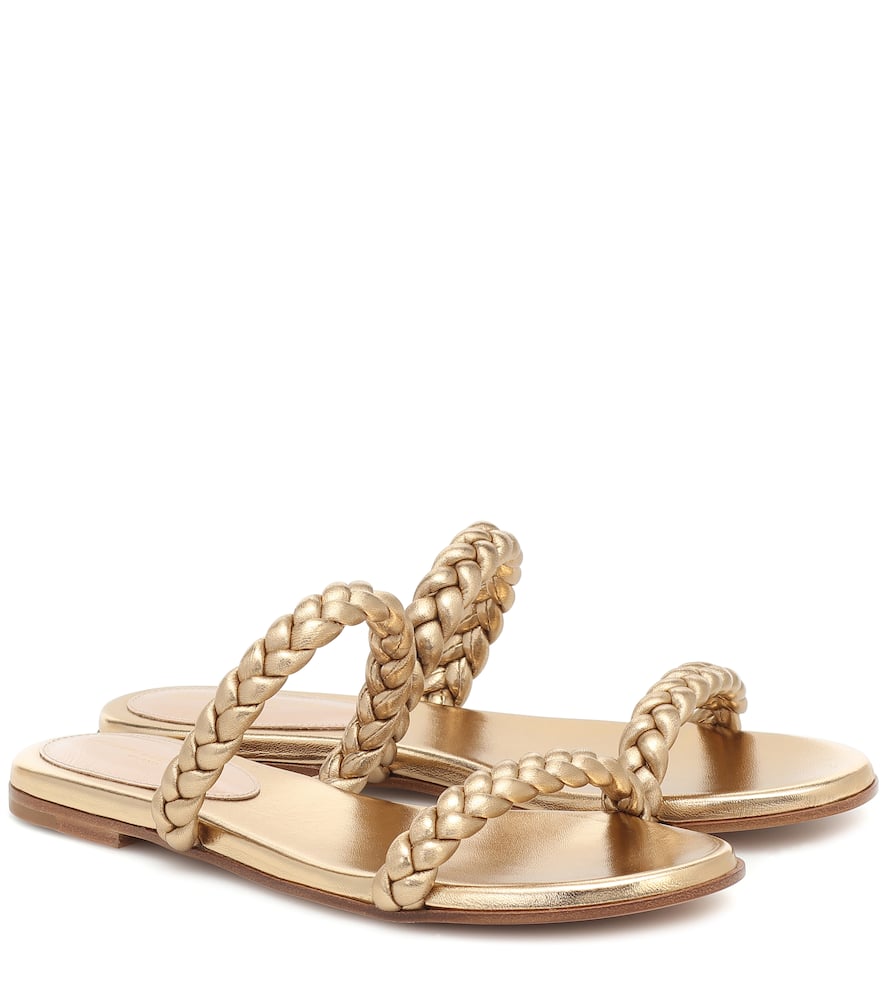 Gianvito Rossi Marley metallic leather slides