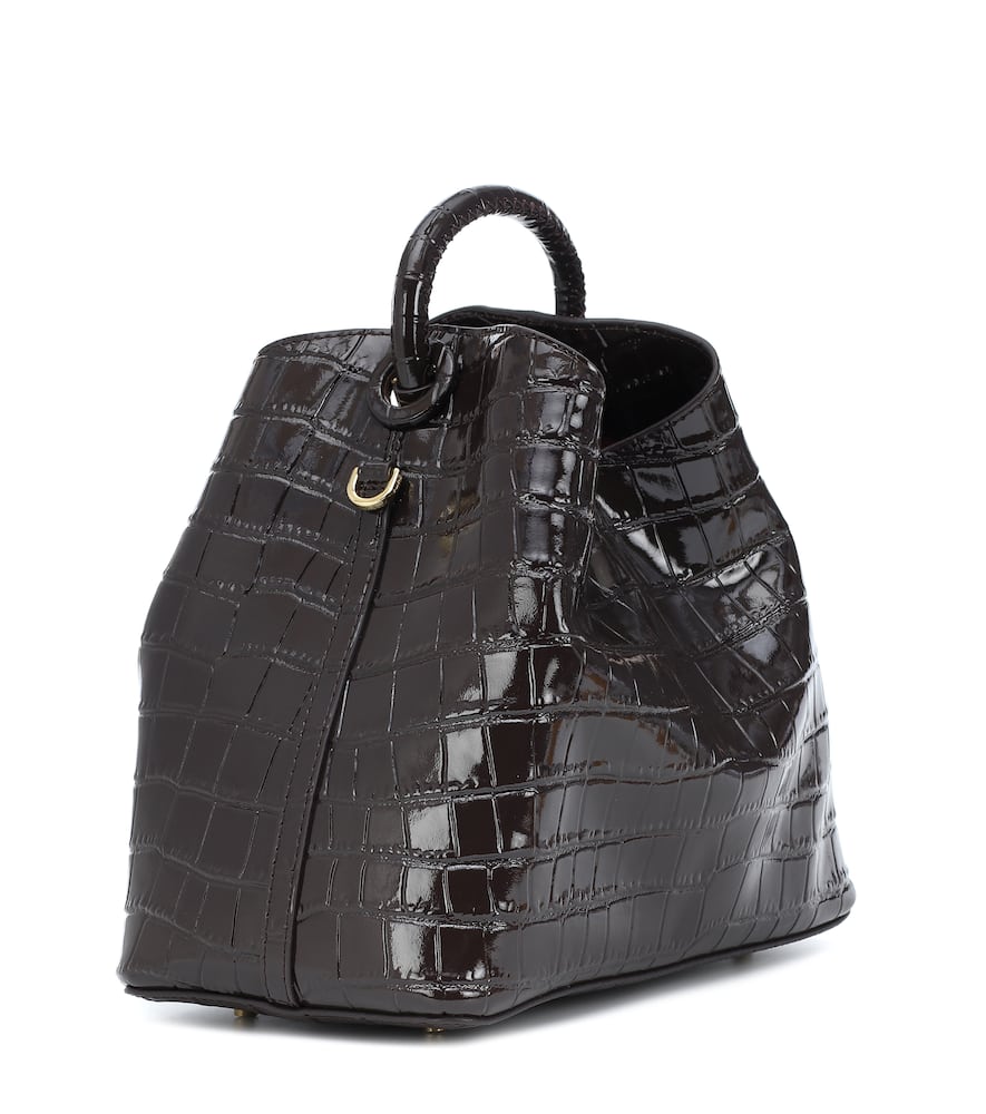 ELLEME RAISIN CROC-EFFECT SHOULDER BAG,P00488994