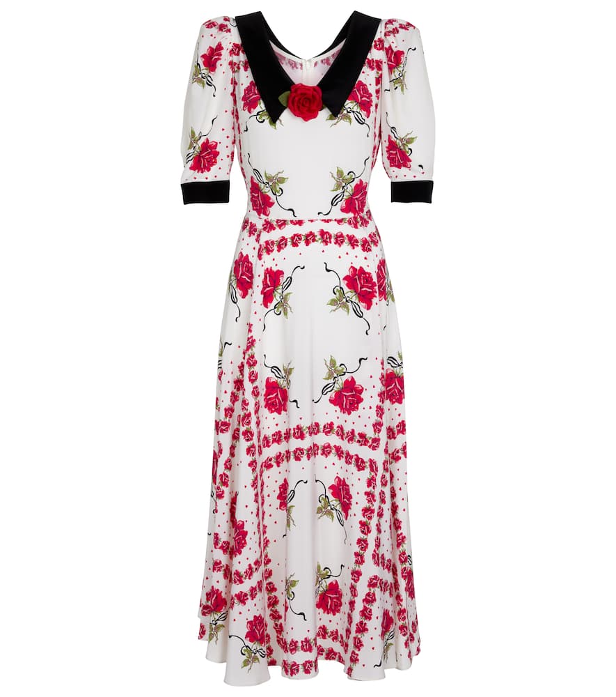 RODARTE FLORAL SILK MIDI DRESS,P00548329