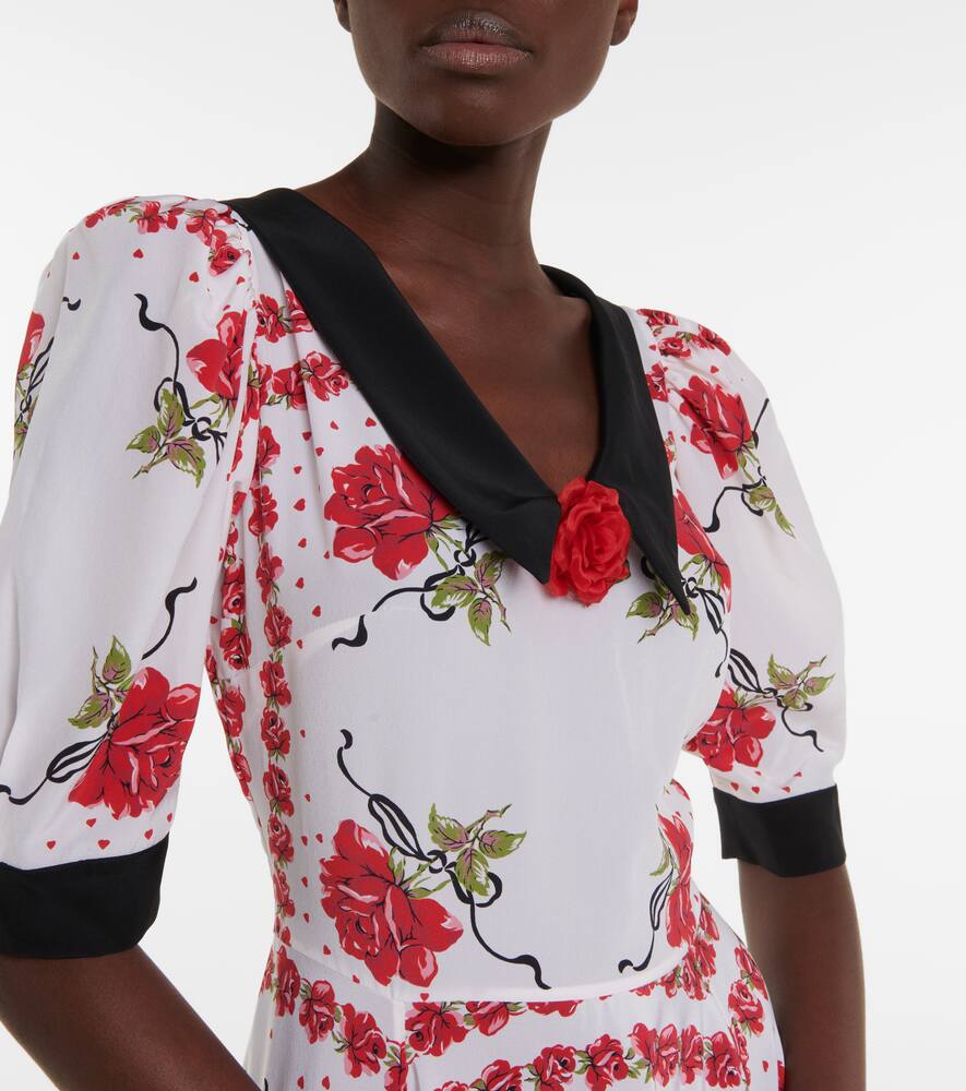 RODARTE FLORAL SILK MIDI DRESS,P00548329