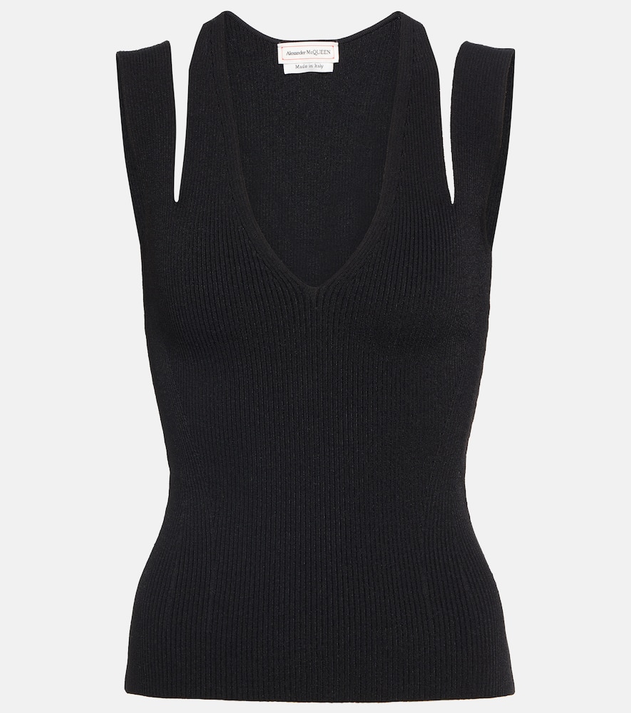 Alexander Mcqueen Cutout Sleeveless Top In Black