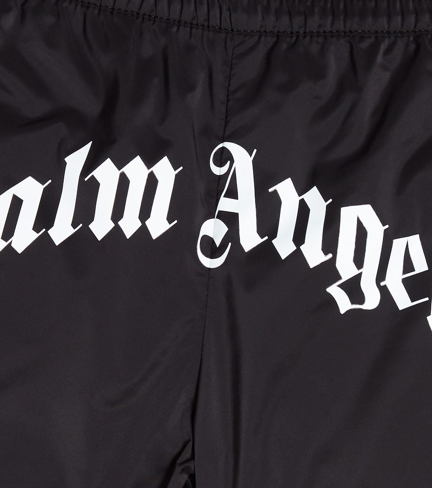 Palm Angels Logo-print Elasticated Swim Shorts In Black White
