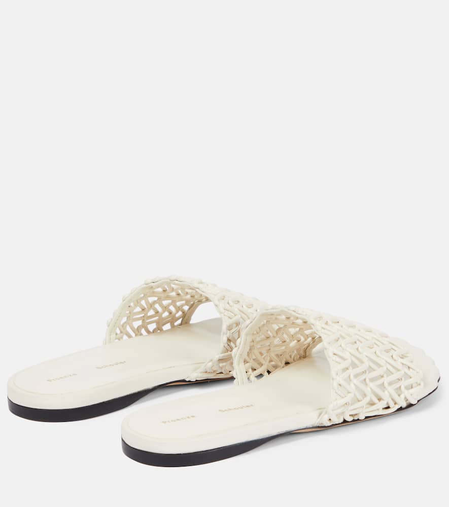 Shop Proenza Schouler Woven Leather Slides In Cream