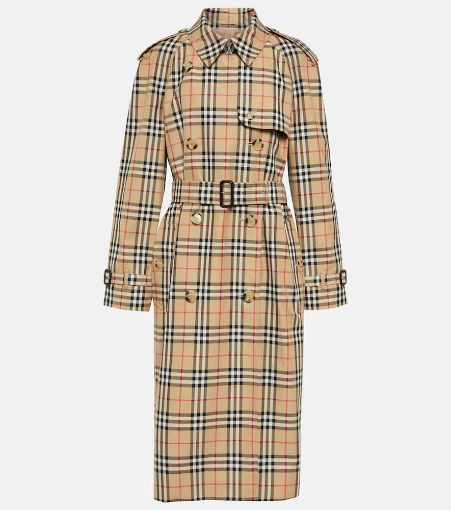 Burberry Checked Trench In Beige