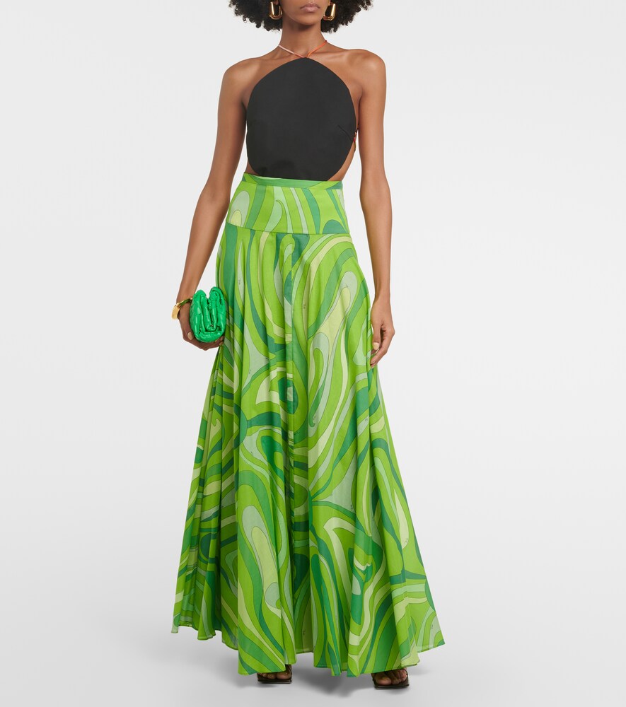  Pucci Pucci Marmo Pleated Cotton Muslin Maxi Skirt 