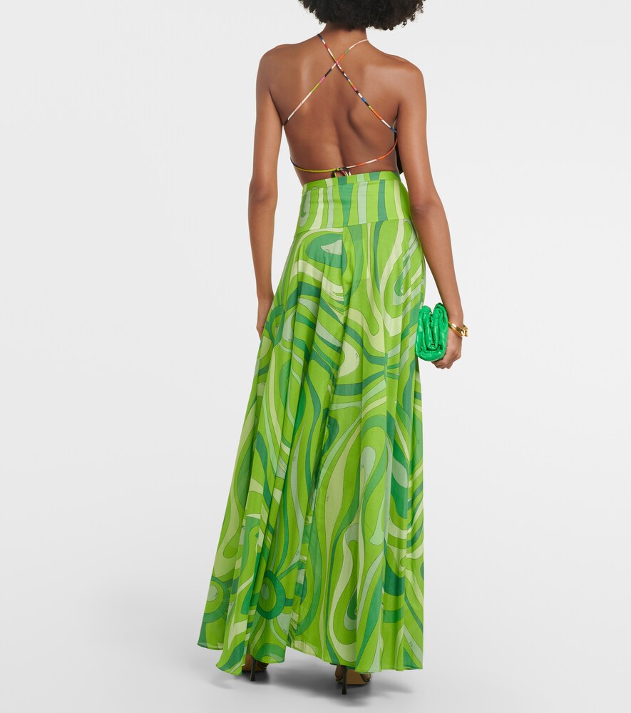  Pucci Pucci Marmo Pleated Cotton Muslin Maxi Skirt 