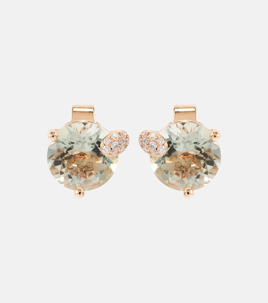 Bucherer Fine Jewellery 18kt rose gold earrings with prasiolites and diamonds