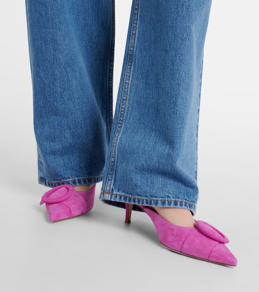 Shop Gianvito Rossi Portofino Suede Mules In Pink