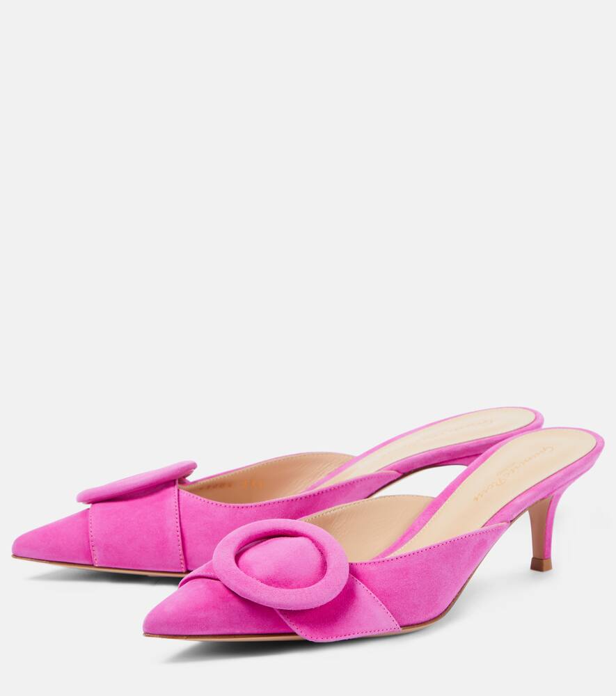 Shop Gianvito Rossi Portofino Suede Mules In Pink