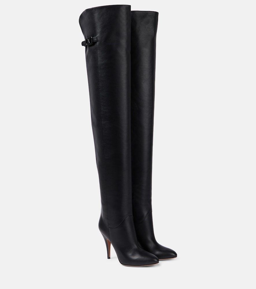 Valentino Garavani Women's Black Vlogo Signature Leather Over-The-Knee Boots UK Size 3.5 - Mytheresa