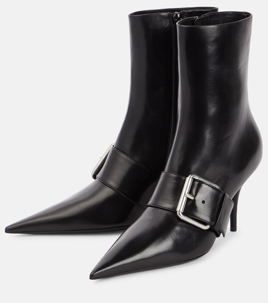 Shop Balenciaga Knife 80 Leather Ankle Boots In Black