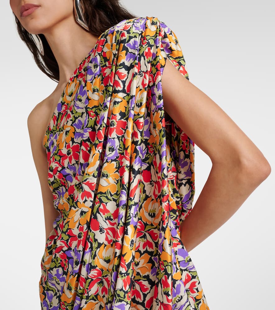 Shop Stella Mccartney Floral One-shoulder Minidress In Multicoloured