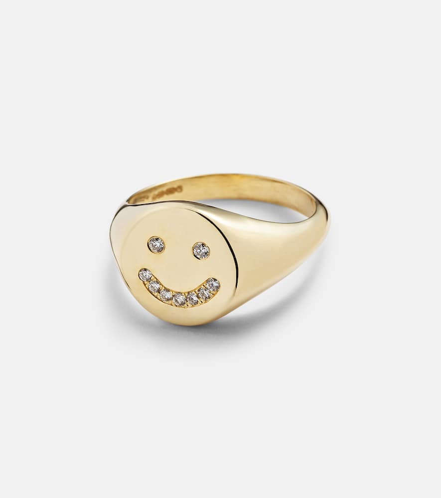 Smiley 14kt gold ring with diamonds