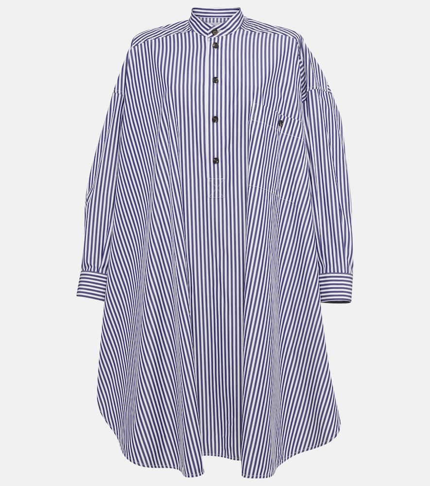 Bottega Veneta Striped Cotton Poplin Shirt Dress In Blue