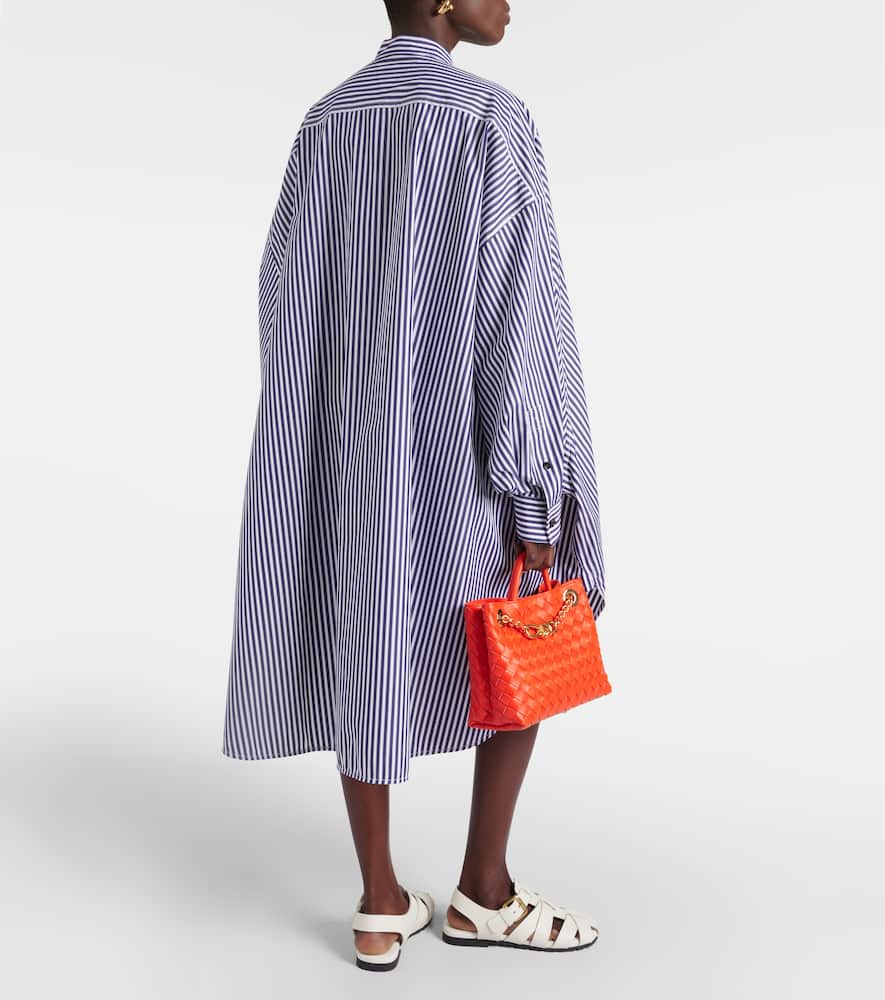 Bottega Veneta Striped Cotton Poplin Shirt Dress In Blue