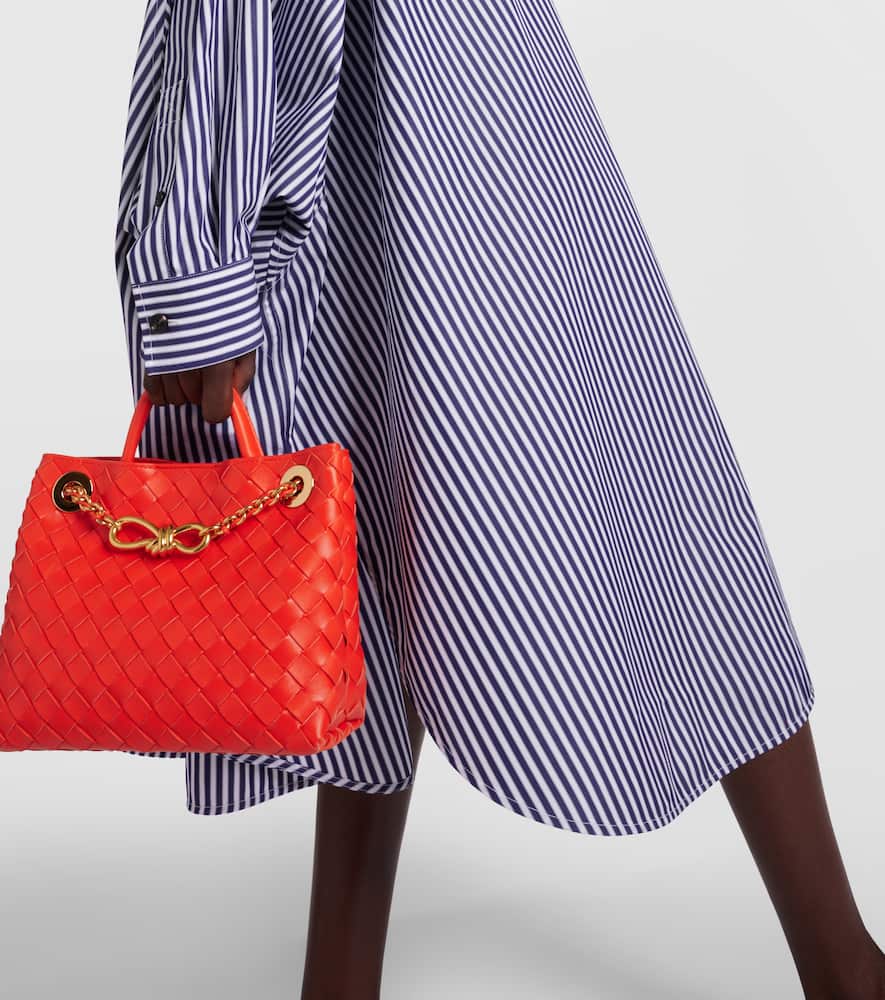 Bottega Veneta Striped Cotton Poplin Shirt Dress In Blue
