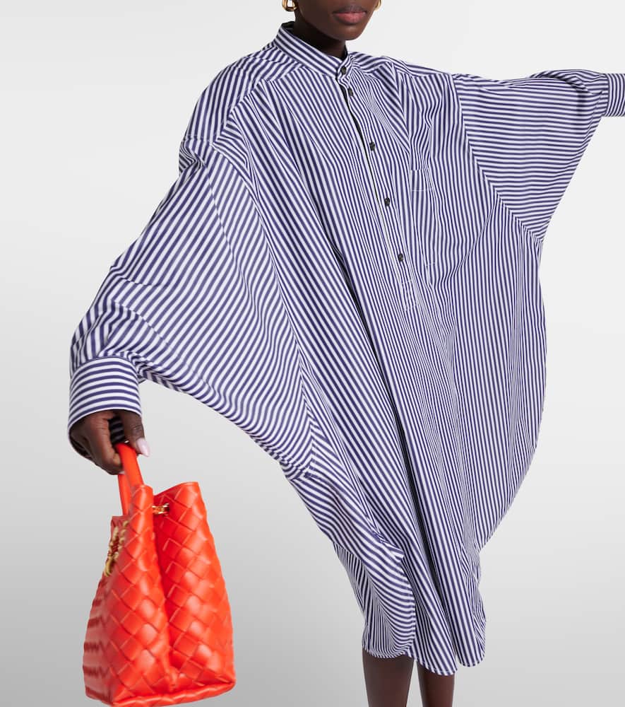 Bottega Veneta Striped Cotton Poplin Shirt Dress In Blue