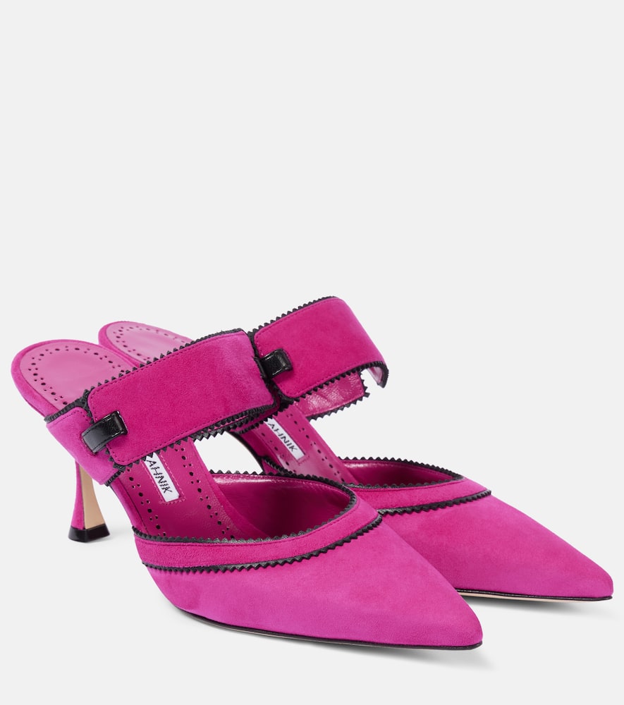 Manolo Blahnik Brontiamusa 70 Suede Mules In Multicoloured