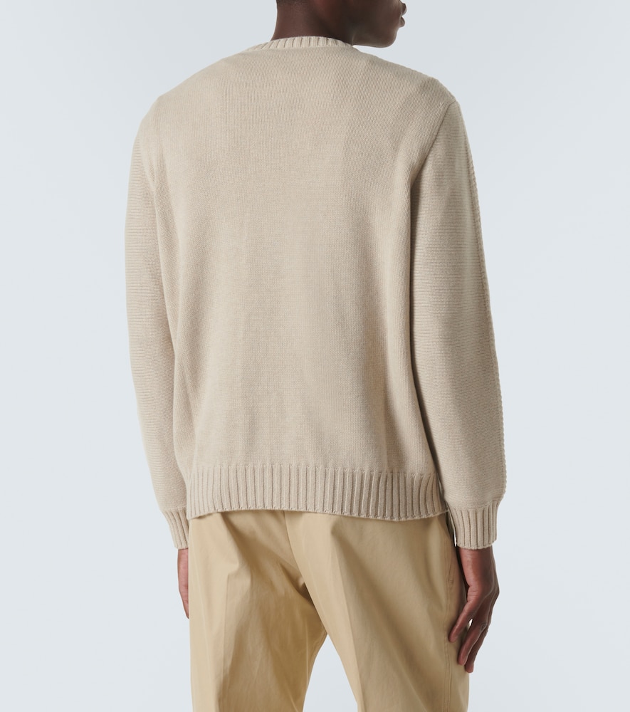 Loro Piana Men's Daisen Ribbed Crewneck Sweater In White
