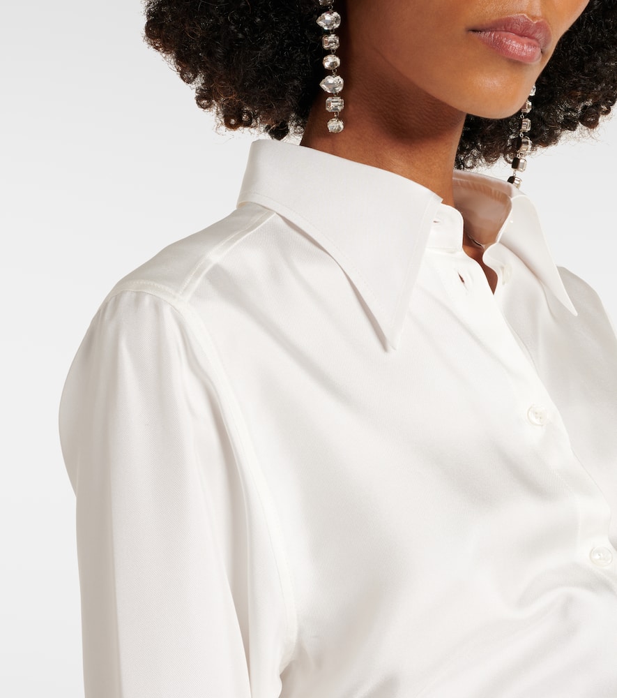 Dolce & Gabbana White Cotton Collared Long Sleeves Formal Top In White